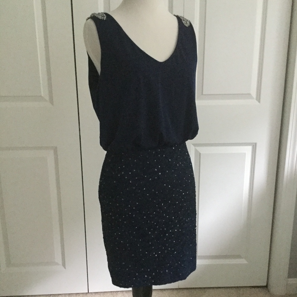 Navy and silver dress, Junior M EUC